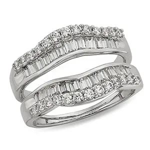 14K White Gold Diamond Ring Guard, 1.0 Carat tw