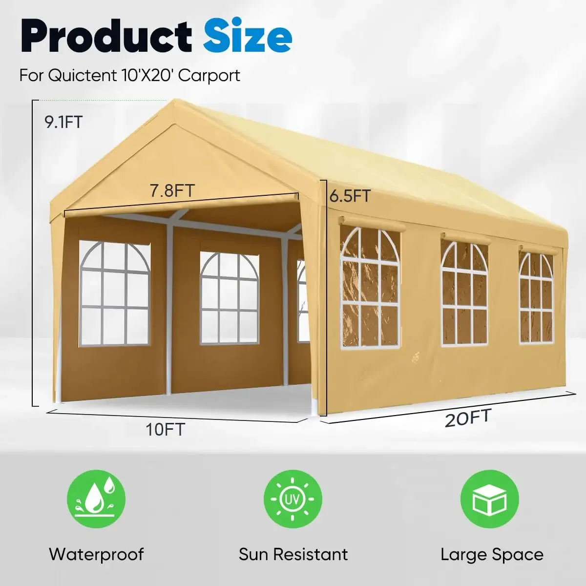 20' x 10' Car Shelter with Windows