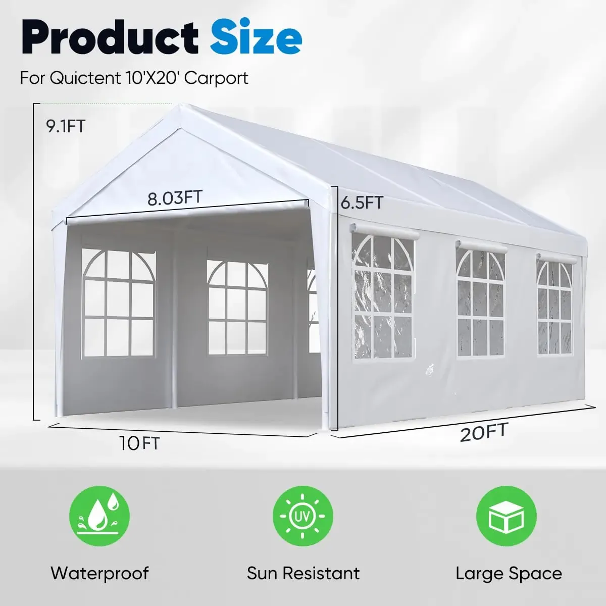 20' x 10' Car Shelter with Windows