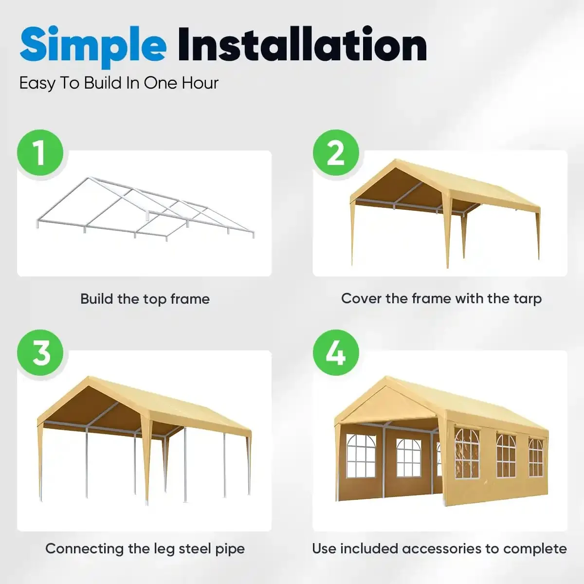 20' x 10' Car Shelter with Windows