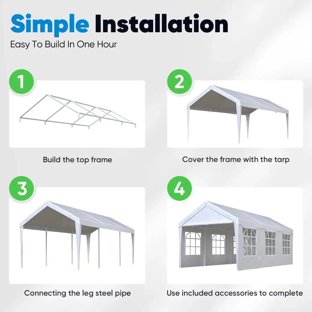 20' x 10' Car Shelter with Windows