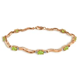 2.01 Carat 14K Solid Rose Gold Tennis Bracelet Diamond Peridot