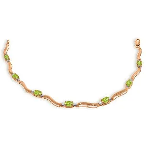 2.01 Carat 14K Solid Rose Gold Tennis Bracelet Diamond Peridot