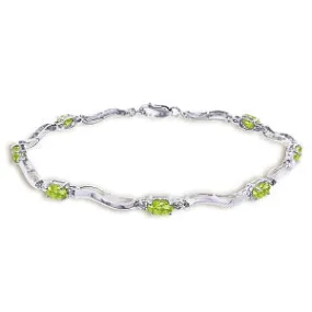 2.01 Carat 14K Solid White Gold Tennis Bracelet Diamond Peridot