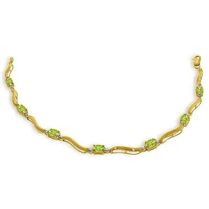 2.01 Carat 14K Solid Yellow Gold Tennis Bracelet Diamond Peridot