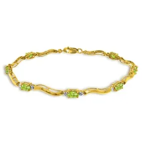 2.01 Carat 14K Solid Yellow Gold Tennis Bracelet Diamond Peridot