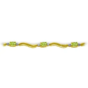 2.01 Carat 14K Solid Yellow Gold Tennis Bracelet Diamond Peridot