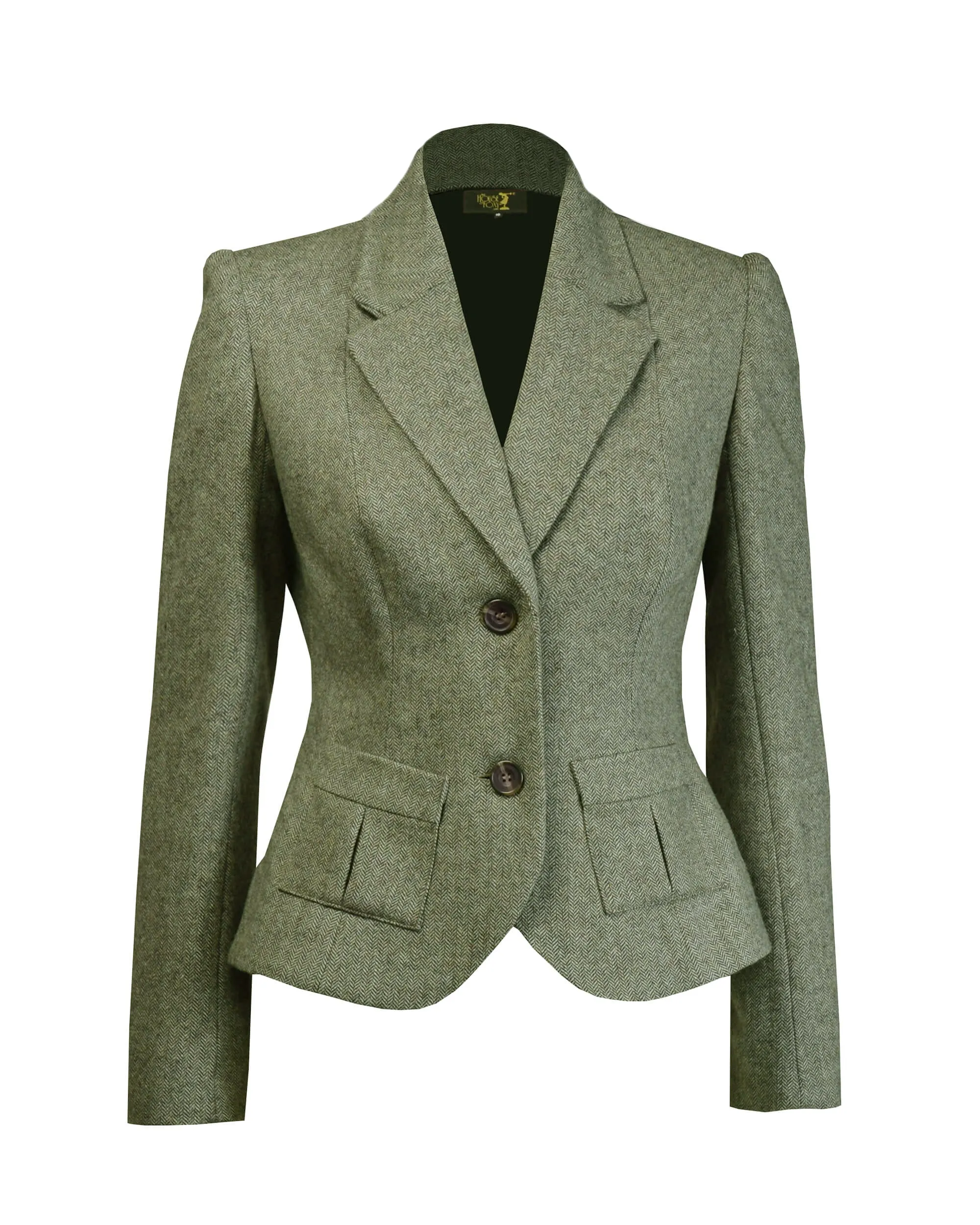 30s Tailored Jacket - Olive Herringbone