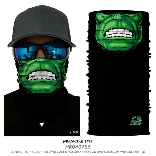 3D Seamless Bandana V vendetta Magic Scarf Neck Buffe Skull Death Hulk Motorcycle Hiking Fishing Face Mask Outdoors Ski Headband