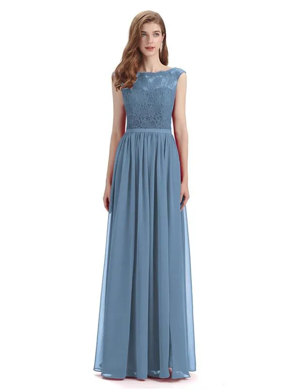 A-line Cheap Top Lace Floor-Length Bridesmaid Dresses