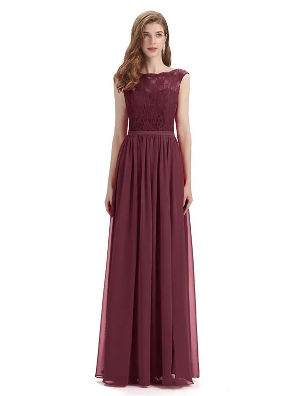 A-line Cheap Top Lace Floor-Length Bridesmaid Dresses