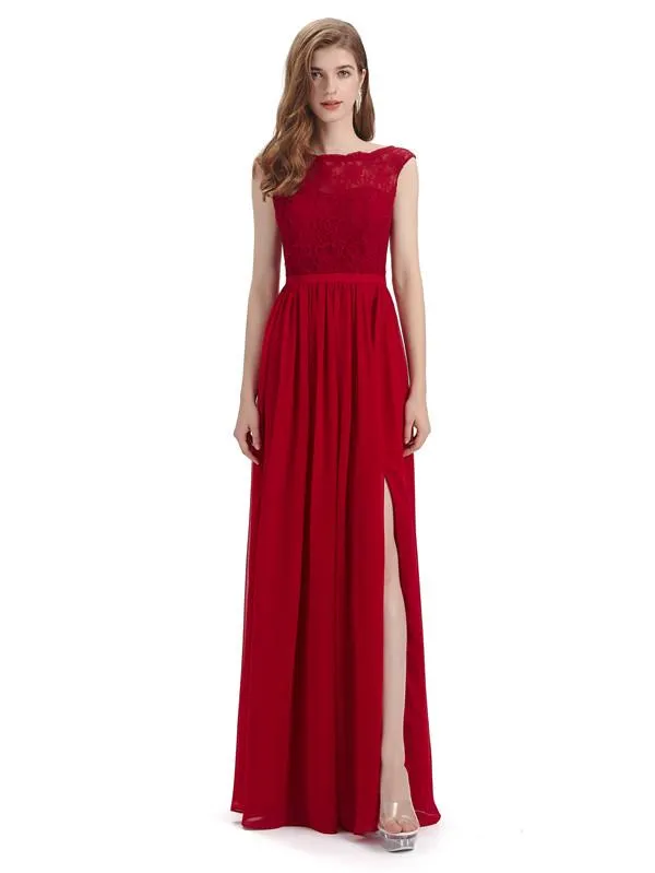 A-line Cheap Top Lace Floor-Length Bridesmaid Dresses