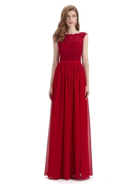 A-line Cheap Top Lace Floor-Length Bridesmaid Dresses