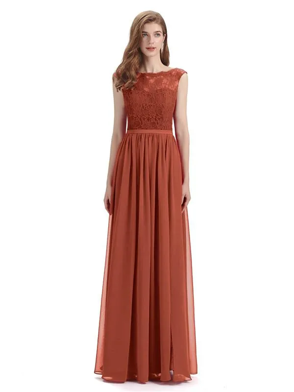 A-line Cheap Top Lace Floor-Length Bridesmaid Dresses