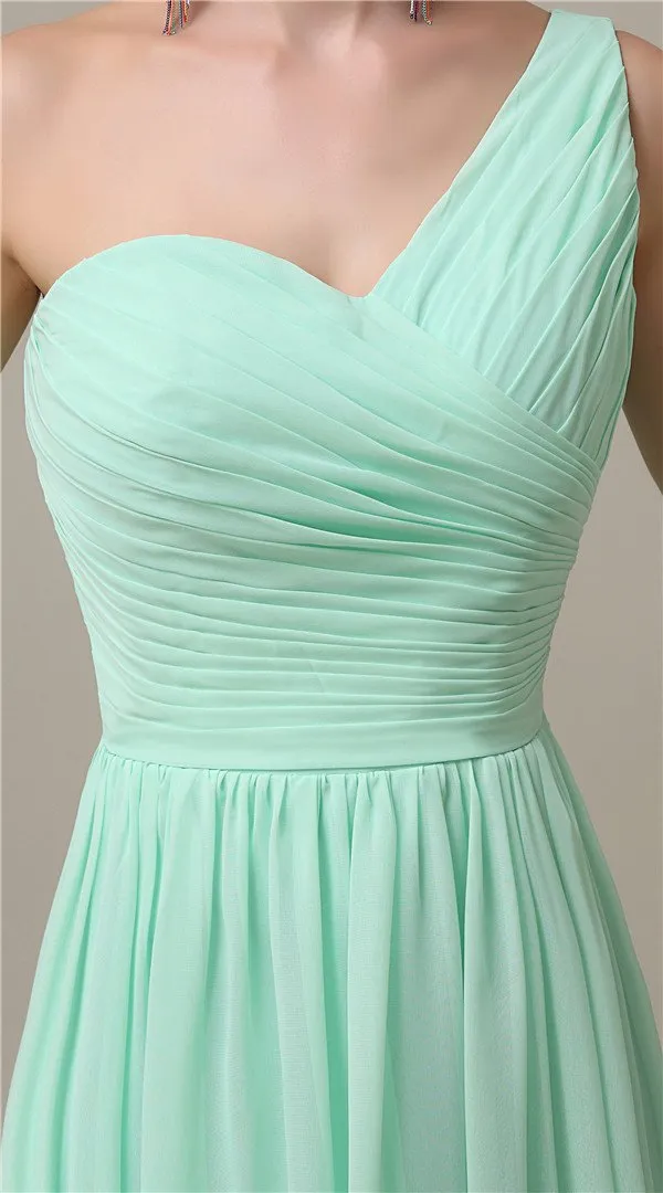 A-line Chiffon One Shoulder Knee-Length Short Bridesmaid Dresses