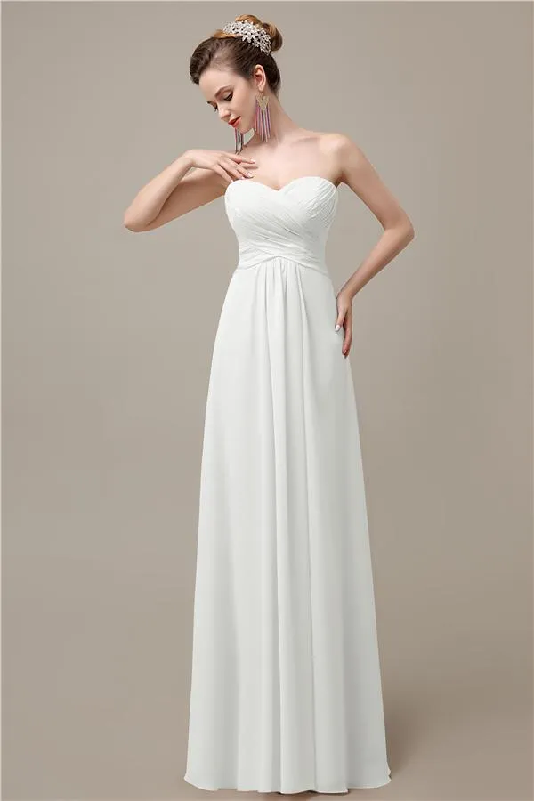 A-line Chiffon Sweatheart Floor-Length Beach Bridesmaid Dresses