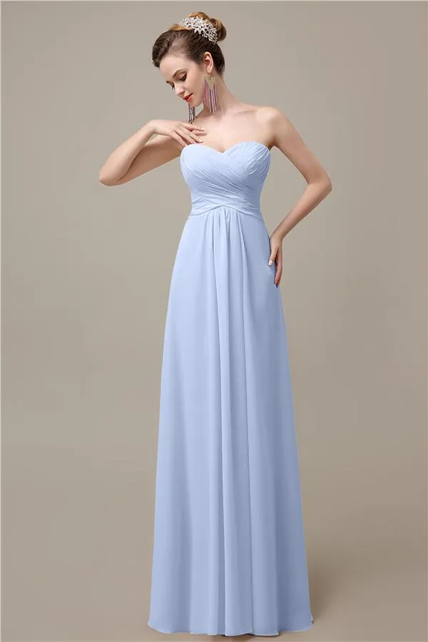 A-line Chiffon Sweatheart Floor-Length Beach Bridesmaid Dresses