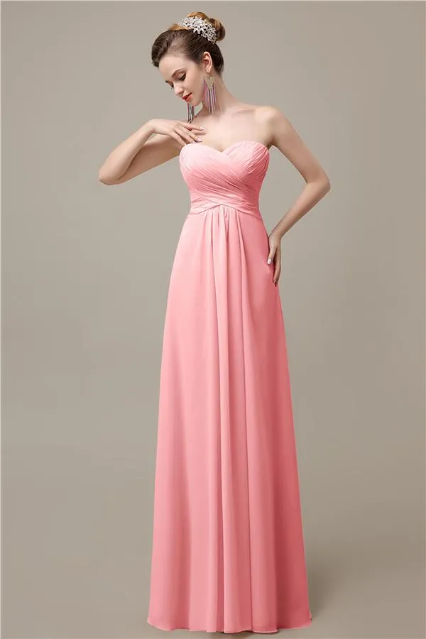 A-line Chiffon Sweatheart Floor-Length Beach Bridesmaid Dresses