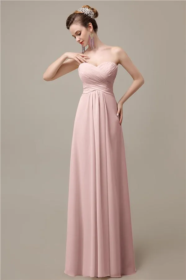 A-line Chiffon Sweatheart Floor-Length Beach Bridesmaid Dresses