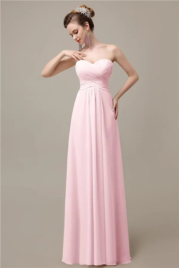 A-line Chiffon Sweatheart Floor-Length Beach Bridesmaid Dresses