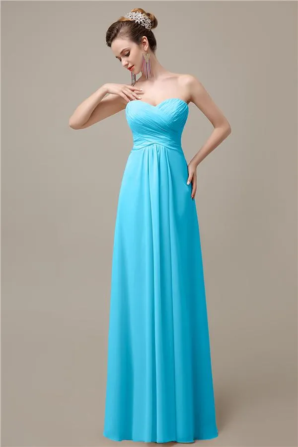 A-line Chiffon Sweatheart Floor-Length Beach Bridesmaid Dresses