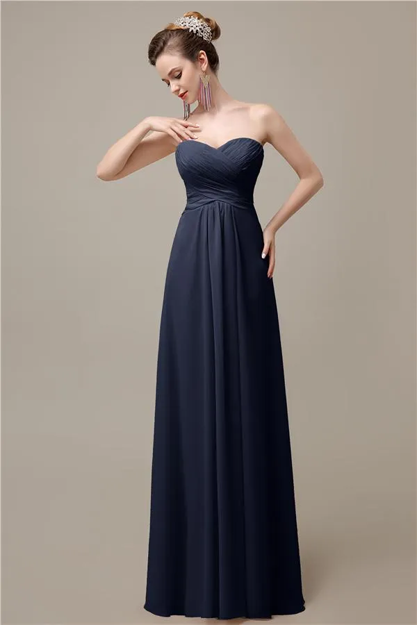 A-line Chiffon Sweatheart Floor-Length Beach Bridesmaid Dresses