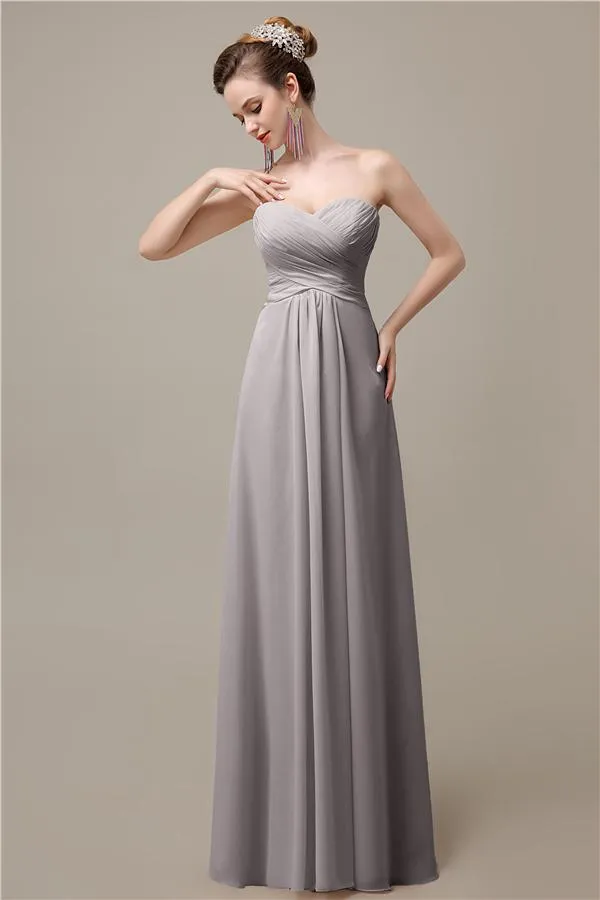 A-line Chiffon Sweatheart Floor-Length Beach Bridesmaid Dresses