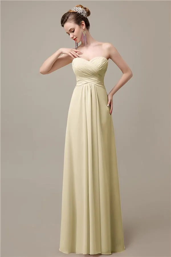 A-line Chiffon Sweatheart Floor-Length Beach Bridesmaid Dresses