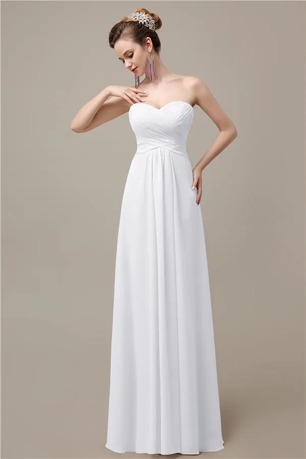 A-line Chiffon Sweatheart Floor-Length Beach Bridesmaid Dresses