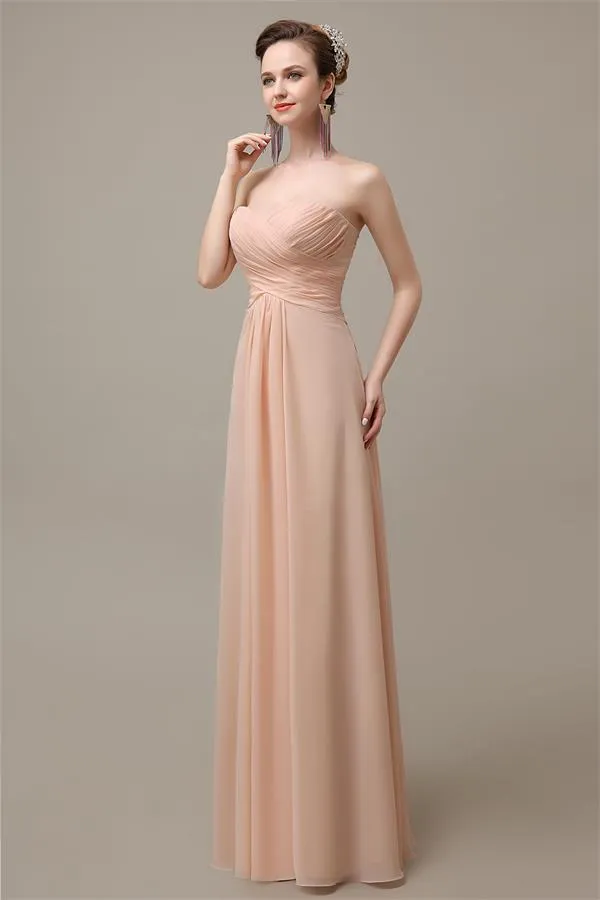 A-line Chiffon Sweatheart Floor-Length Beach Bridesmaid Dresses