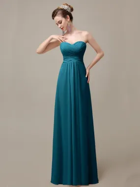 A-line Chiffon Sweatheart Floor-Length Beach Bridesmaid Dresses