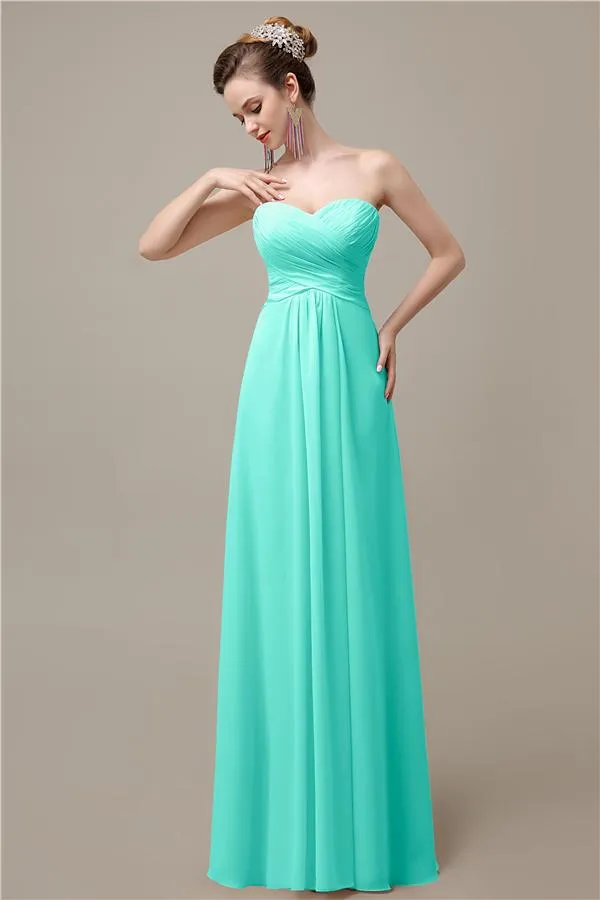 A-line Chiffon Sweatheart Floor-Length Beach Bridesmaid Dresses