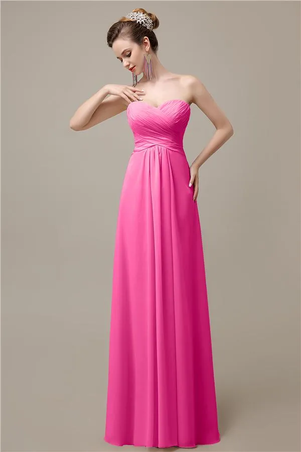 A-line Chiffon Sweatheart Floor-Length Beach Bridesmaid Dresses