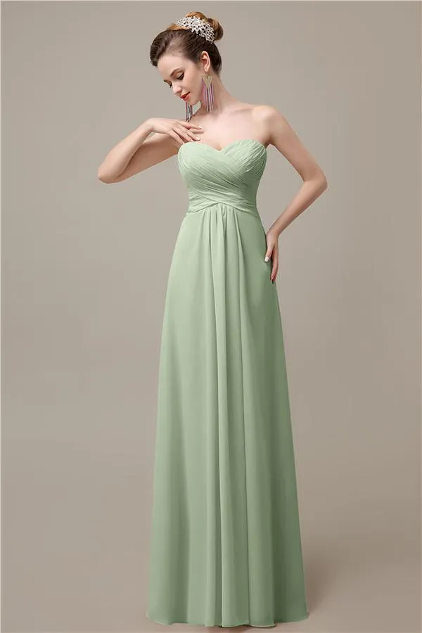 A-line Chiffon Sweatheart Floor-Length Beach Bridesmaid Dresses