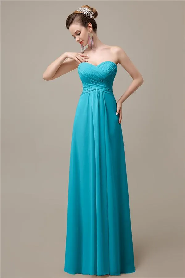 A-line Chiffon Sweatheart Floor-Length Beach Bridesmaid Dresses