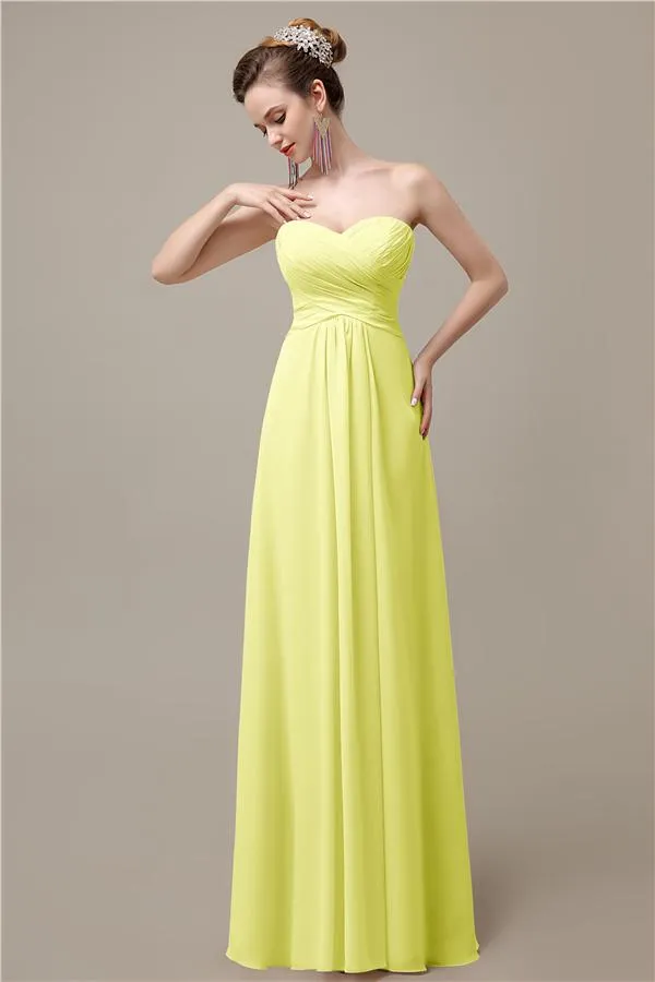 A-line Chiffon Sweatheart Floor-Length Beach Bridesmaid Dresses