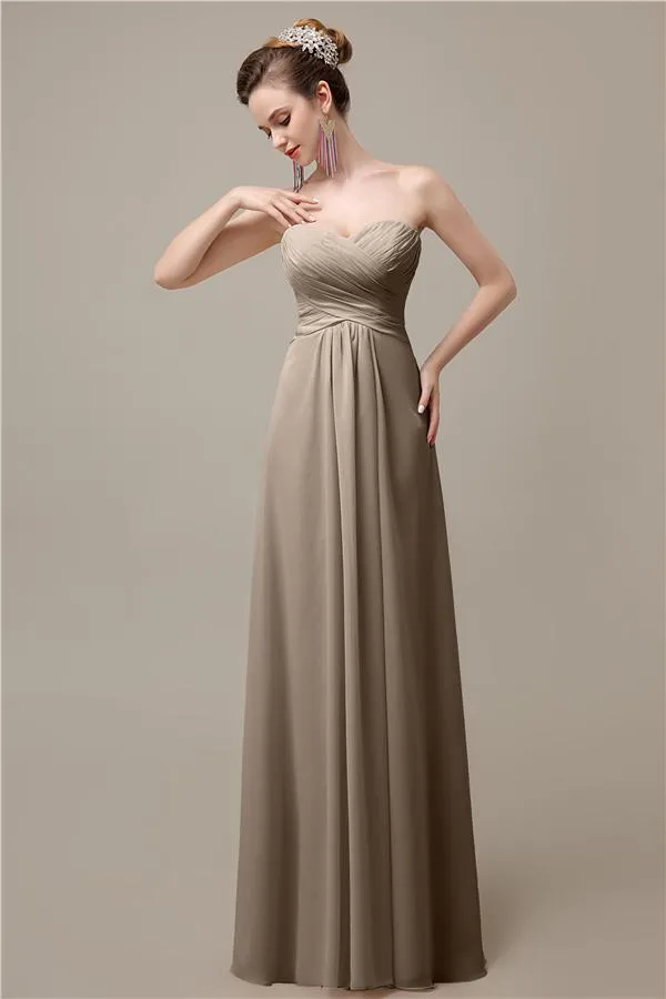 A-line Chiffon Sweatheart Floor-Length Beach Bridesmaid Dresses