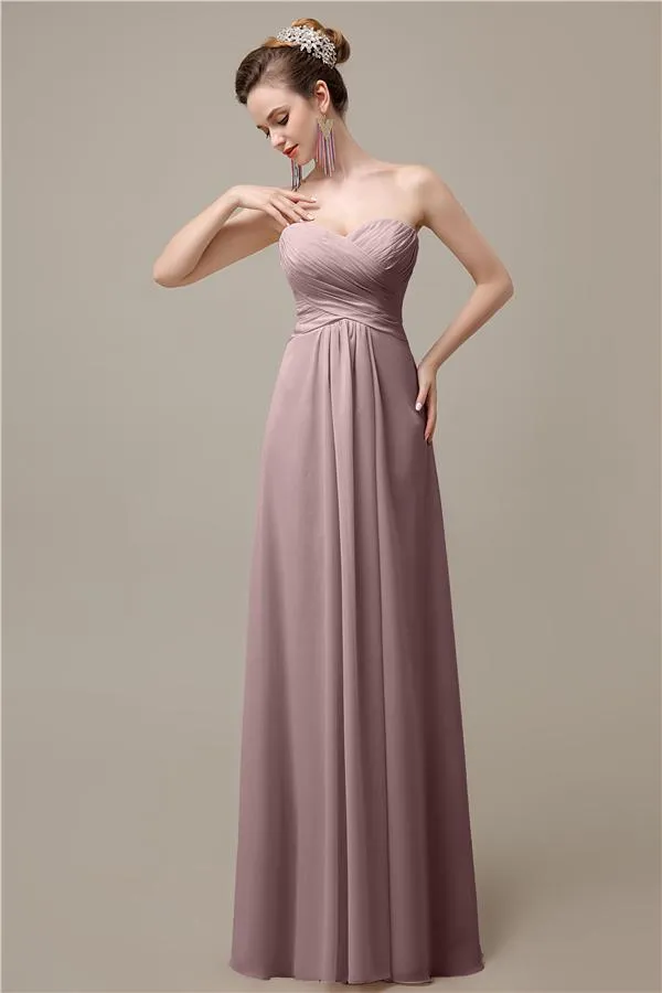 A-line Chiffon Sweatheart Floor-Length Beach Bridesmaid Dresses