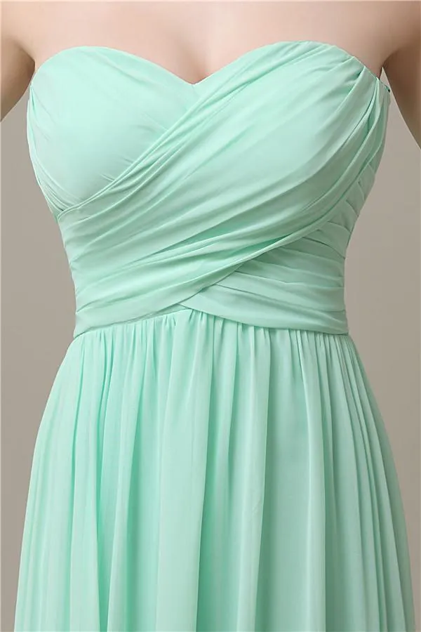 A-line Chiffon Sweetheart Floor-Length Long Bridesmaid Dresses