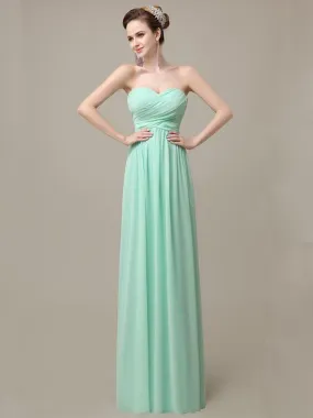 A-line Chiffon Sweetheart Floor-Length Long Bridesmaid Dresses