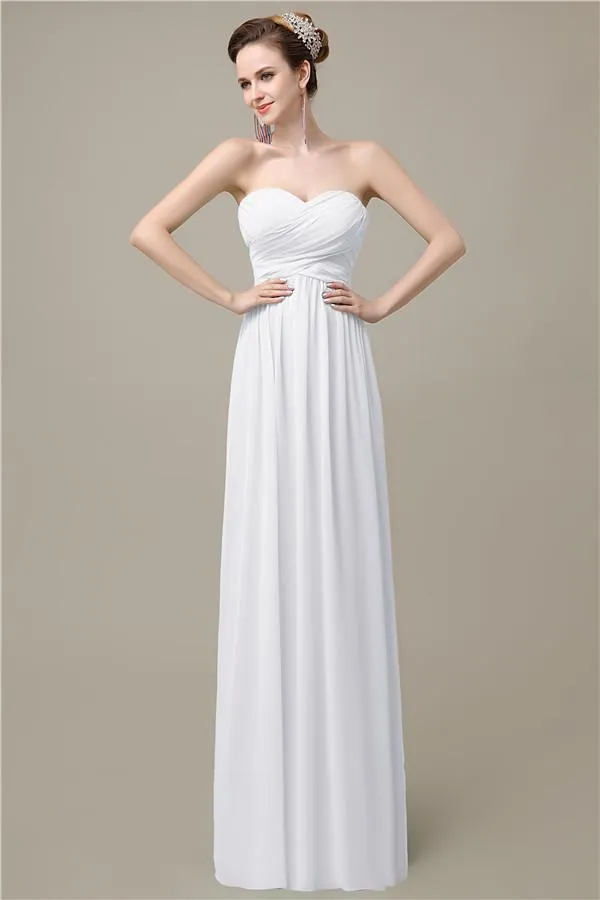 A-line Chiffon Sweetheart Floor-Length Long Bridesmaid Dresses