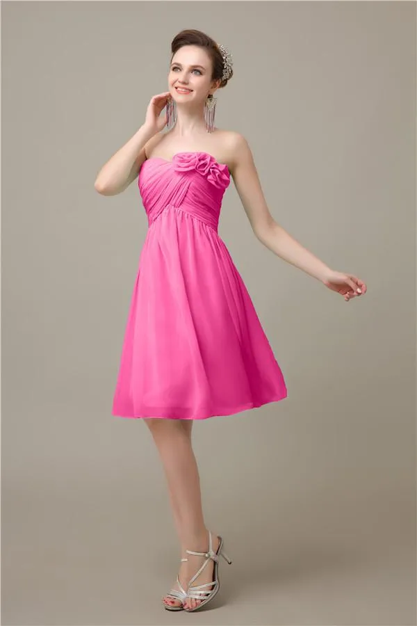 A-line Chiffon Sweetheart Knee-Length Short Bridesmaid Dresses