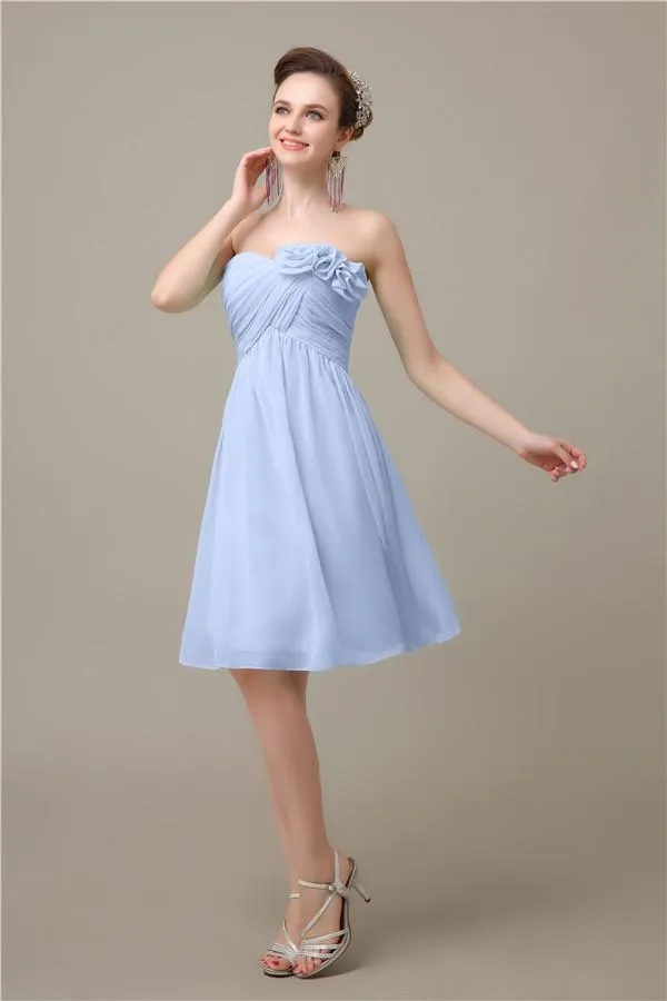 A-line Chiffon Sweetheart Knee-Length Short Bridesmaid Dresses