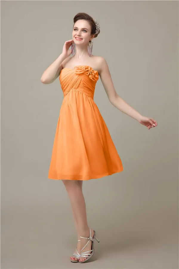 A-line Chiffon Sweetheart Knee-Length Short Bridesmaid Dresses