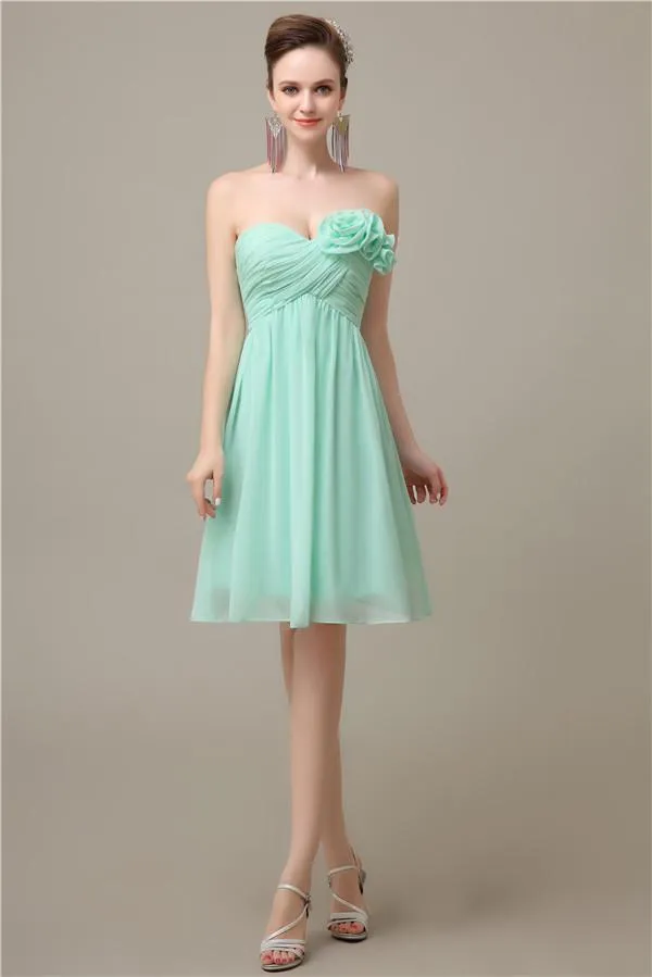 A-line Chiffon Sweetheart Knee-Length Short Bridesmaid Dresses