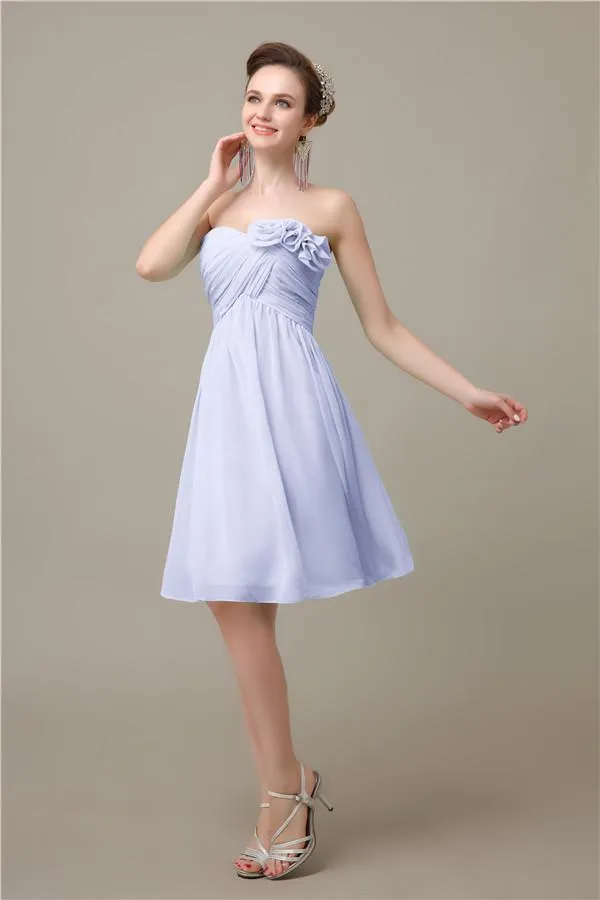 A-line Chiffon Sweetheart Knee-Length Short Bridesmaid Dresses