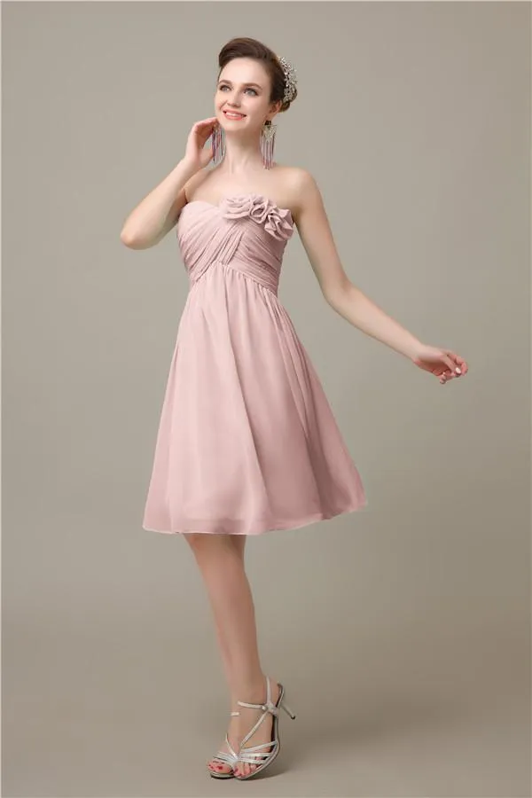 A-line Chiffon Sweetheart Knee-Length Short Bridesmaid Dresses