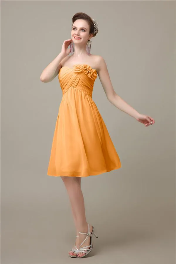 A-line Chiffon Sweetheart Knee-Length Short Bridesmaid Dresses