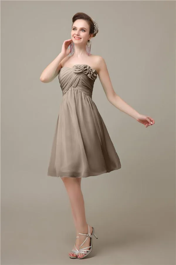 A-line Chiffon Sweetheart Knee-Length Short Bridesmaid Dresses