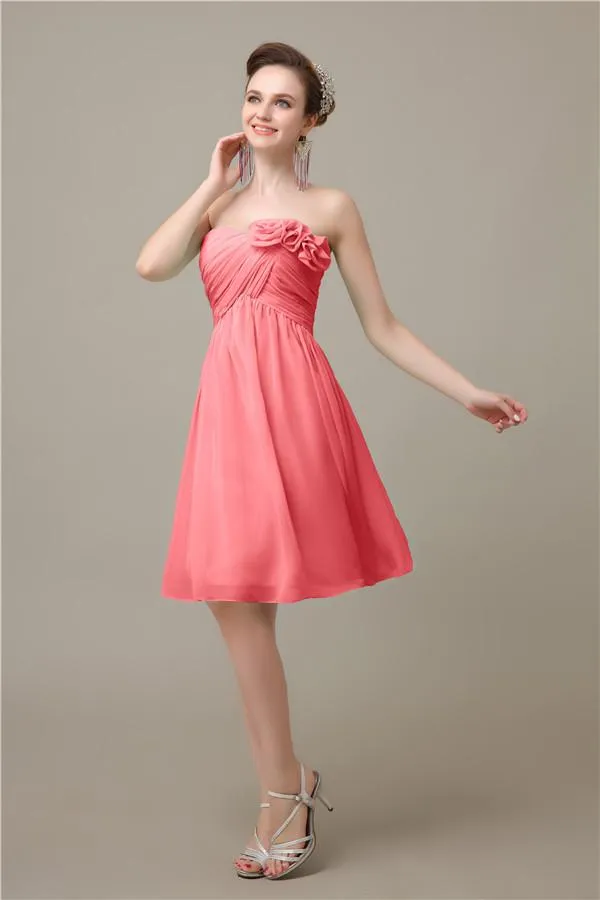 A-line Chiffon Sweetheart Knee-Length Short Bridesmaid Dresses